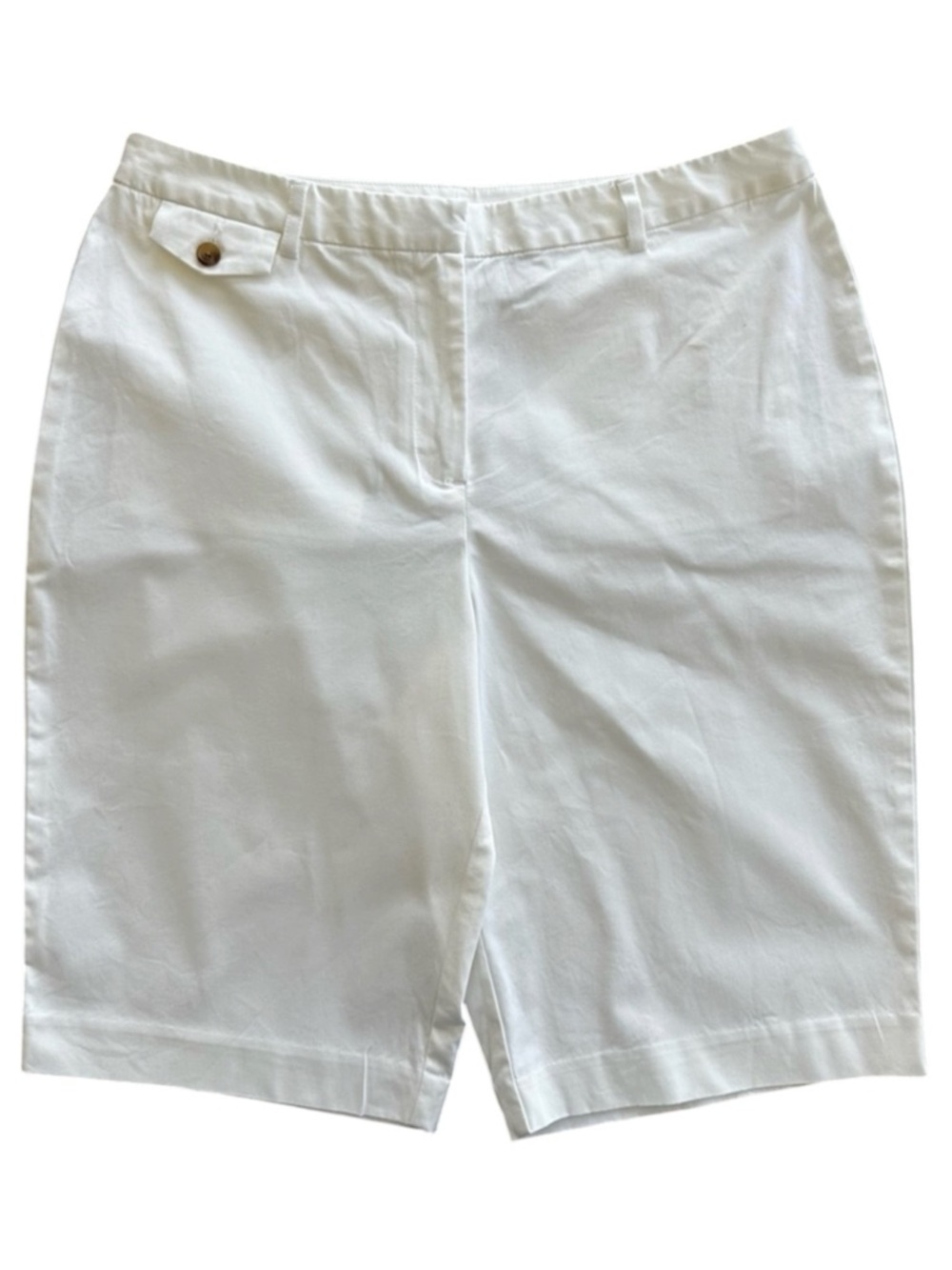L.L. Bean Bermuda Shorts Button Accent Summer Casual White Size 12 Women's